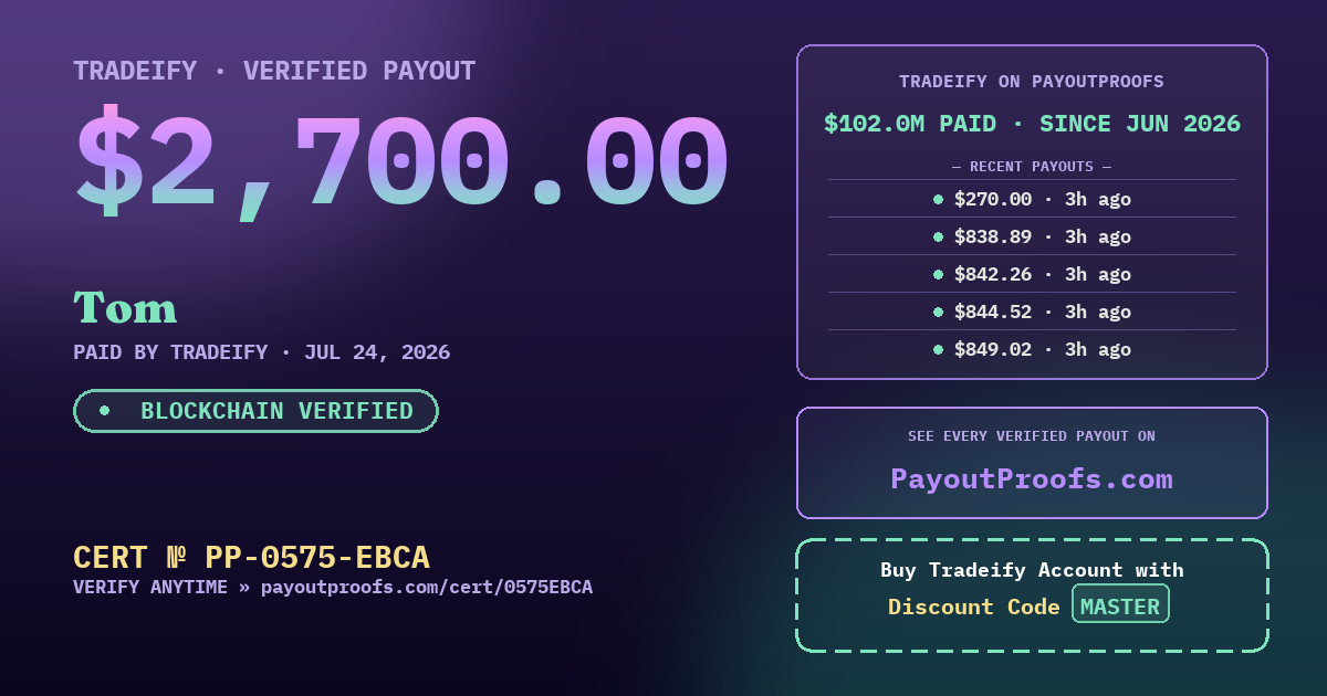 Verified payout certificate — exactly as it appears when shared