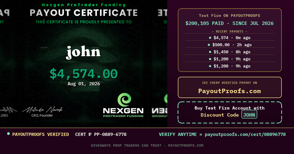 Verified payout certificate — exactly as it appears when shared