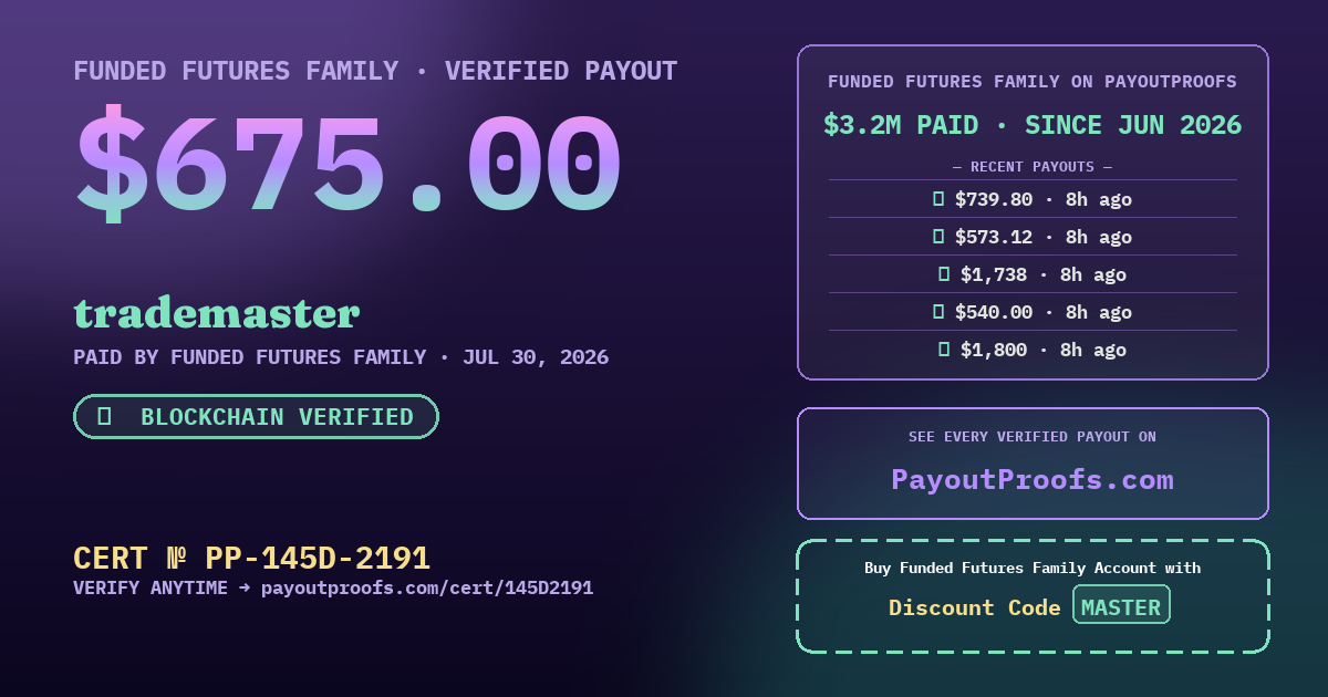 Verified payout certificate — exactly as it appears when shared