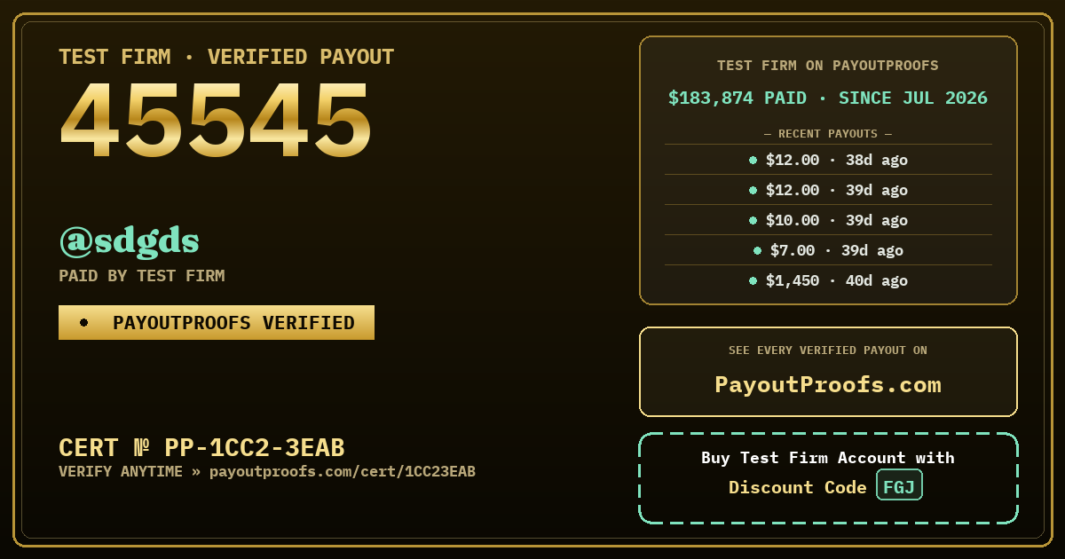 Verified payout certificate — exactly as it appears when shared