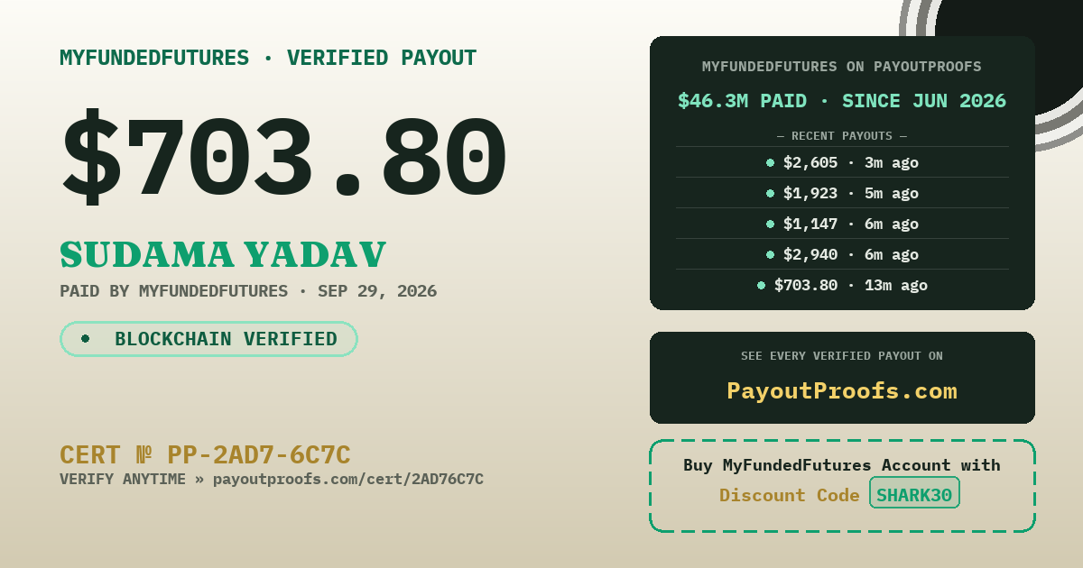 Verified payout certificate — exactly as it appears when shared