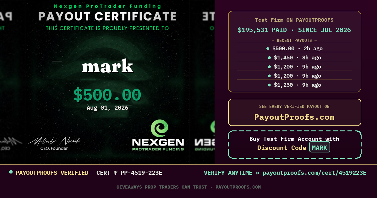 Verified payout certificate — exactly as it appears when shared