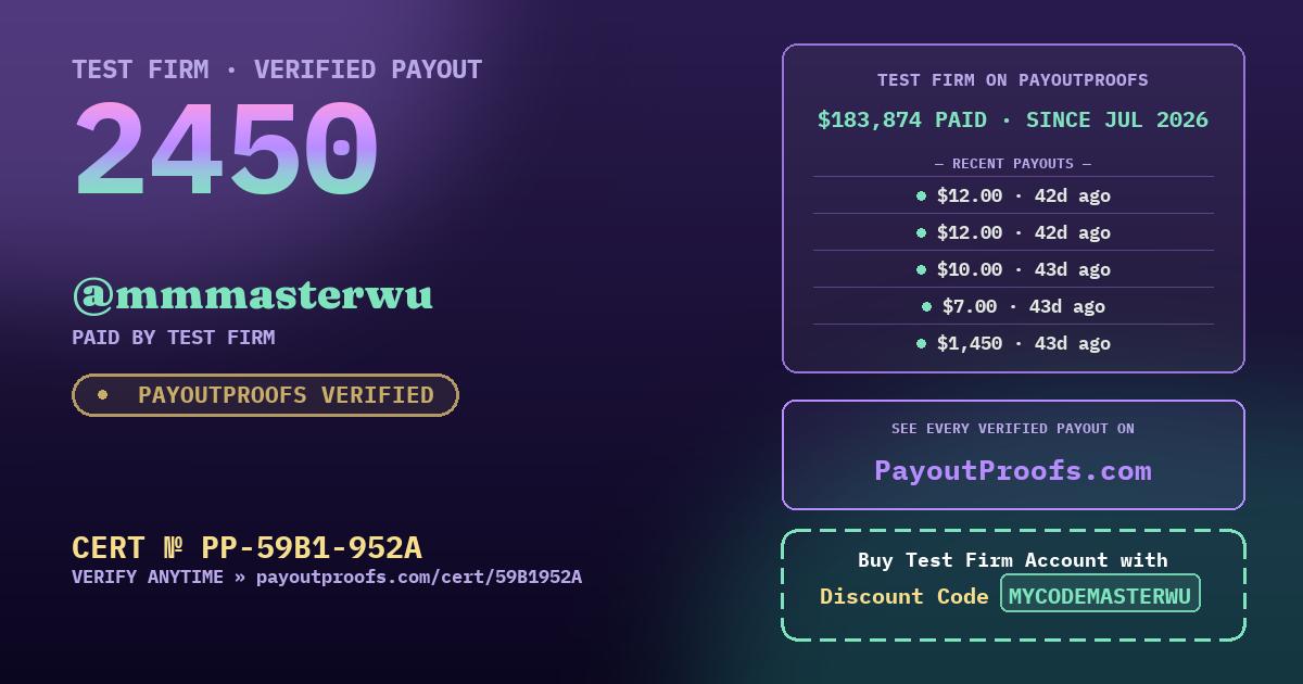 Verified payout certificate — exactly as it appears when shared