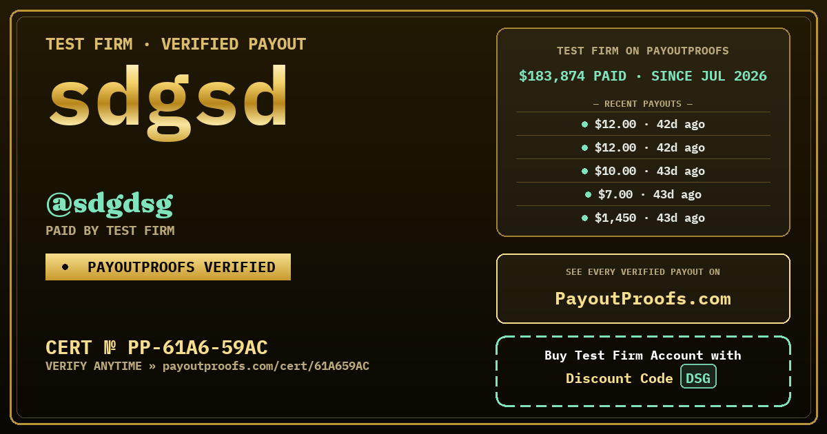 Verified payout certificate — exactly as it appears when shared