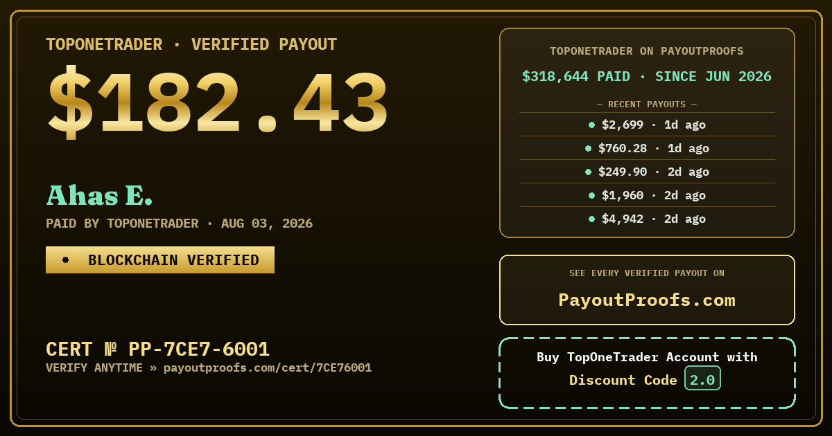 Verified payout certificate — exactly as it appears when shared
