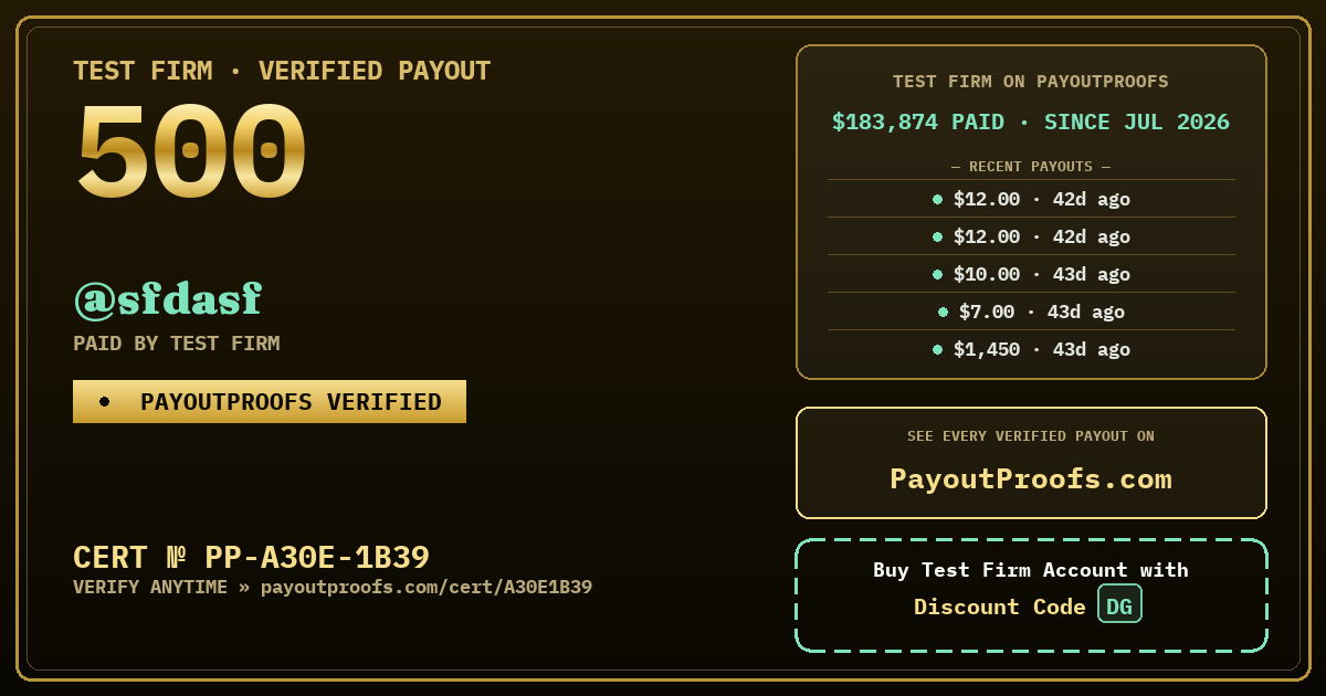 Verified payout certificate — exactly as it appears when shared