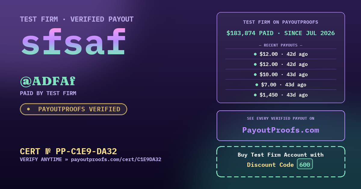 Verified payout certificate — exactly as it appears when shared