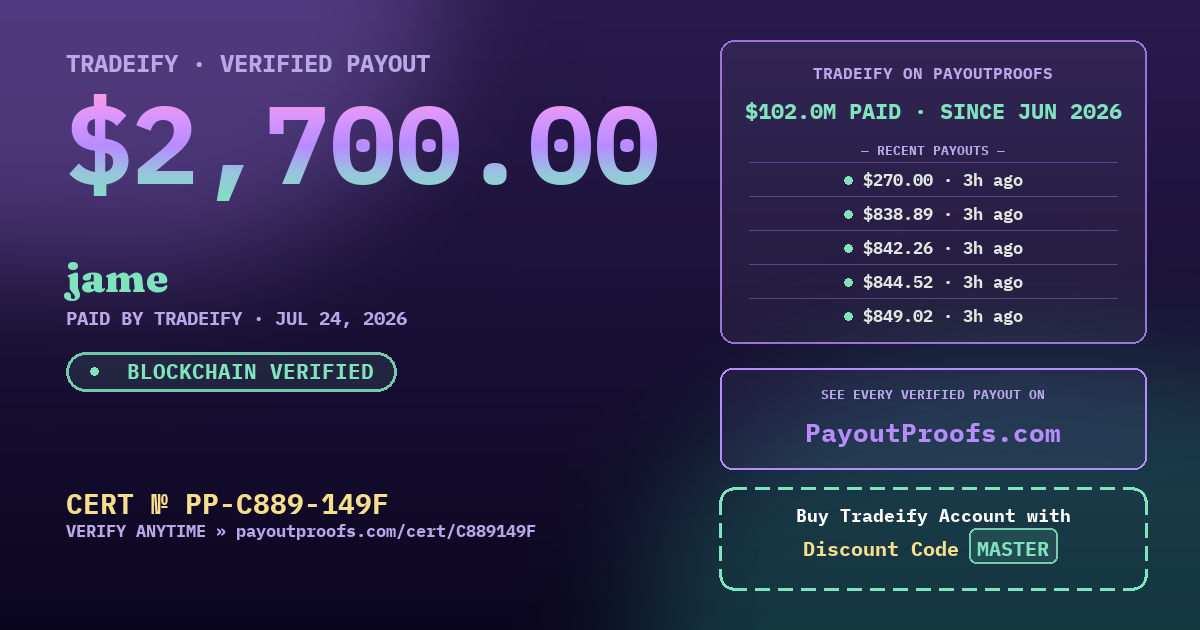Verified payout certificate — exactly as it appears when shared