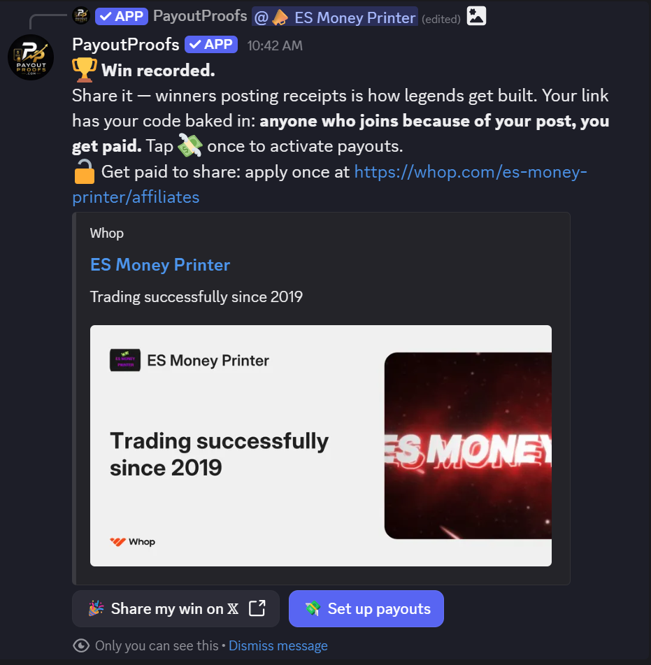 Win recorded confirmation