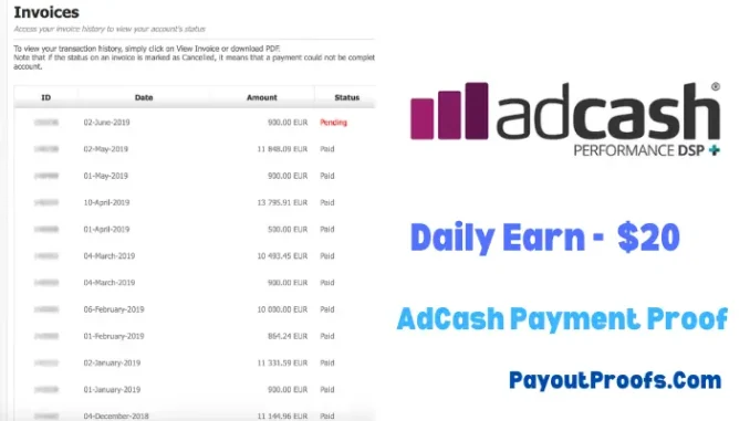 Adcash Ads Netowrk Payment Proof