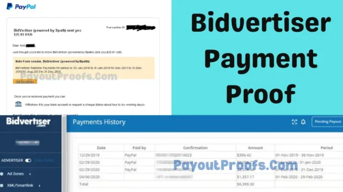 Bidvertizer Ads Netowrk Payment Proof