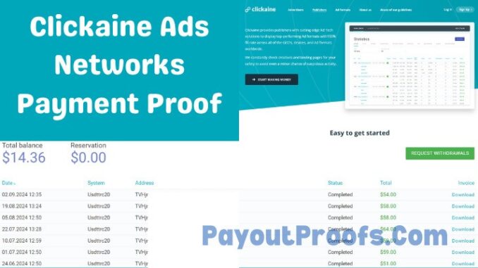 Clickaine Netowrk Payment Proof