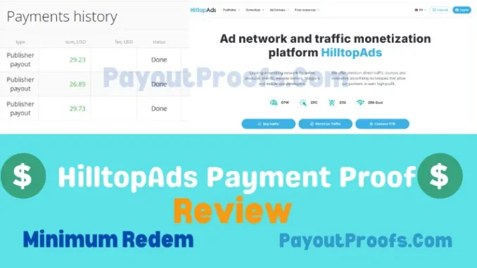 Hilltop Ads Netowrk Payment Proof